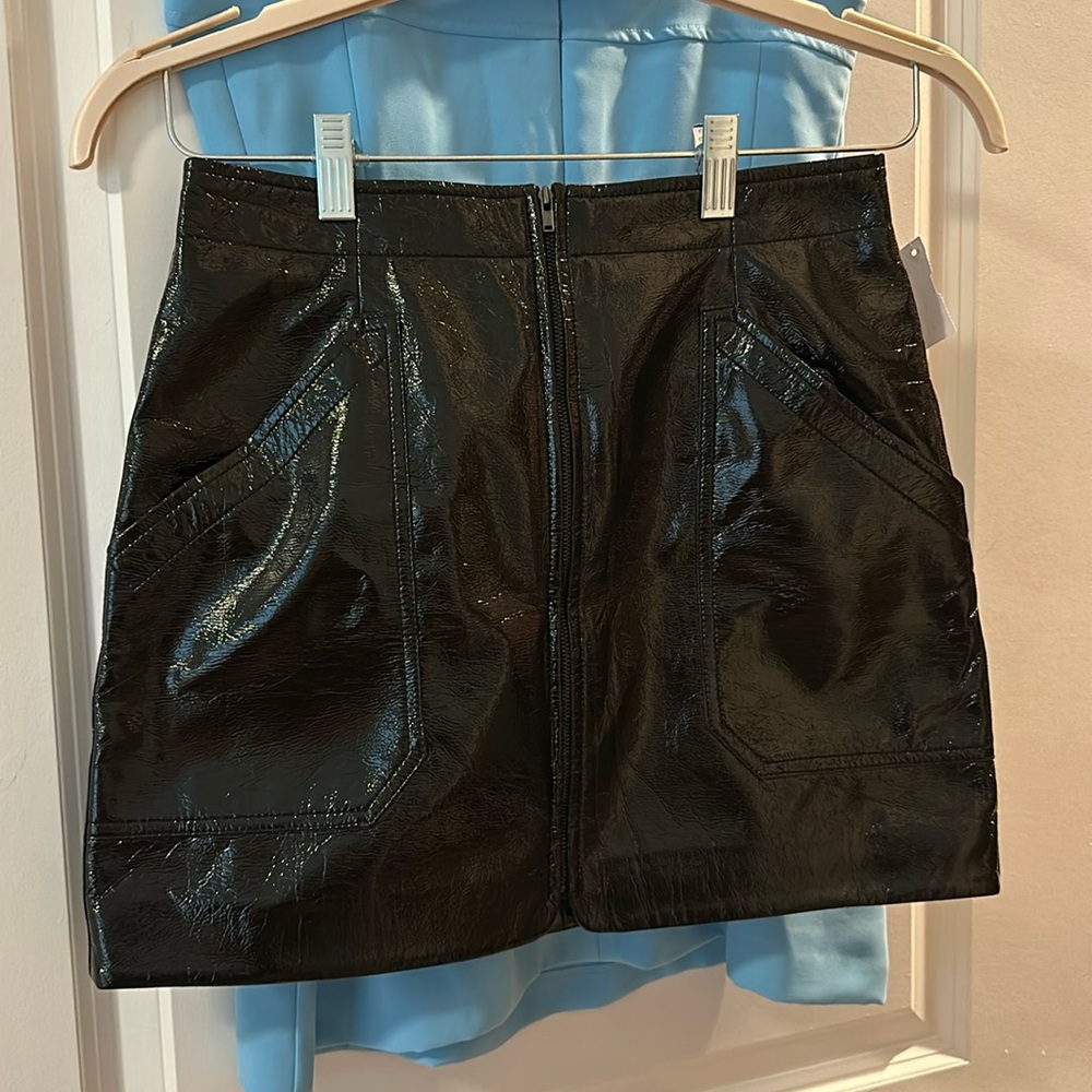 LNA Crinkle Faux Patent Skirt